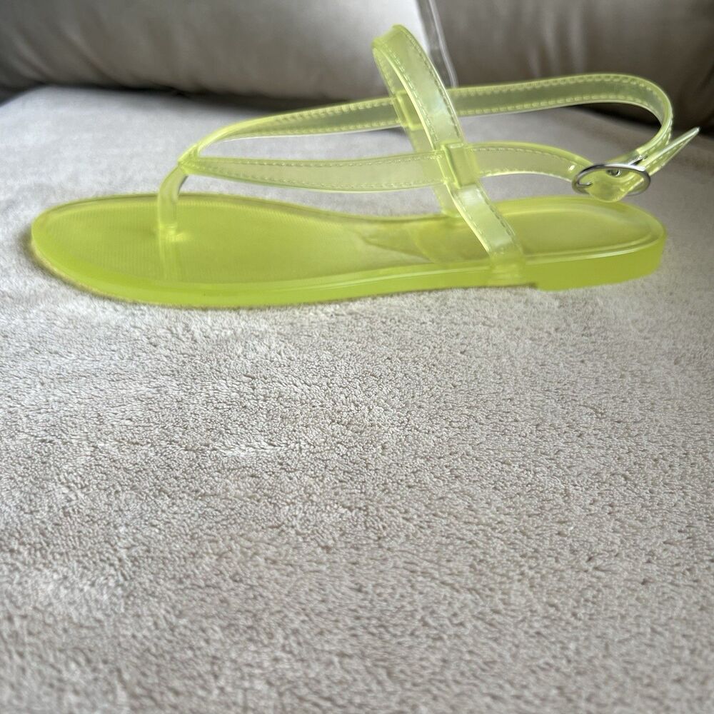 NEW Stuart Weitzman Summer Jelly Electric Lime Sandal Women 7 B Slingback Thong